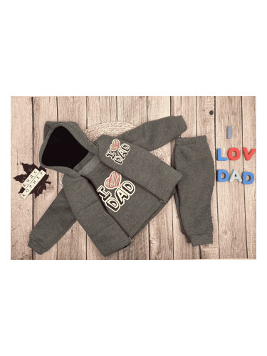 Бебешки комплект I LOV DAD сив