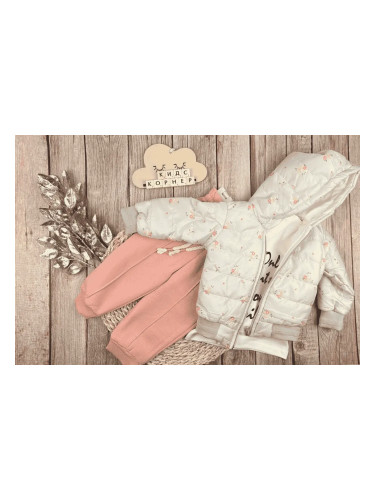 Комплект с якенце за бебе момиче в сиво