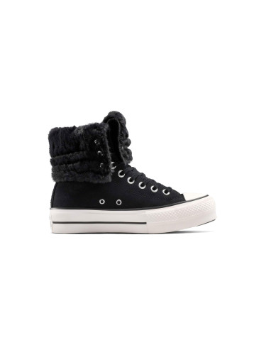 Converse Chuck Taylor All Star Fold-Over Lift Platform XHi Faux Fur Black Жени - Спортни обувки Converse - Черен - A15229C-4 - Size: 4