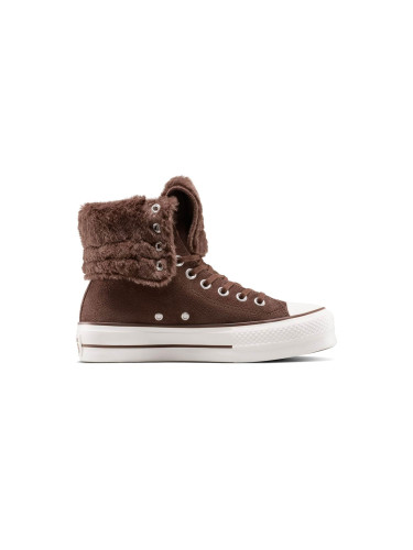 Converse Chuck Taylor All Star Fold-Over Lift Platform XHi Faux Fur Brown Жени - Спортни обувки Converse - Кафяв - A15230C-5 - Size: 5