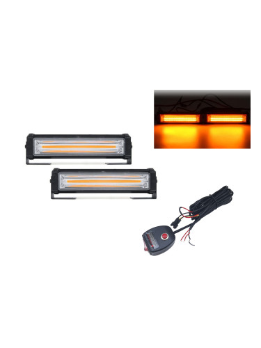 Комплект 2 Броя С Контролер 16cm Сигнална Аварийна Блиц Маяк Led Бар Лампа Пътна Помощ Платформа  HAL277