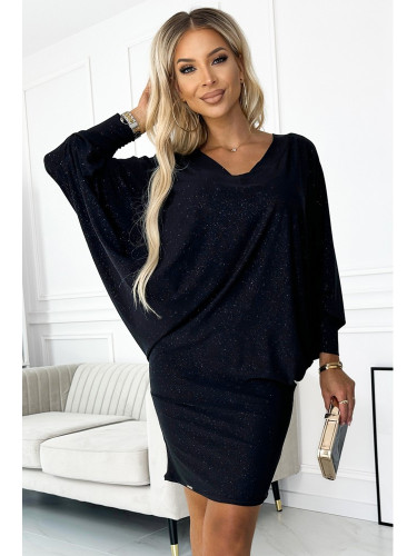 Широка рокля с дълги ръкави в черно 402-5