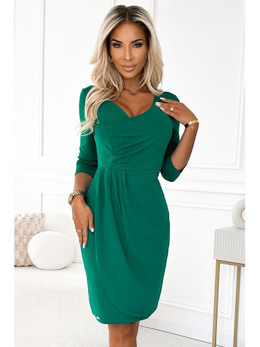 Дамска миди рокля в зелено 255-4