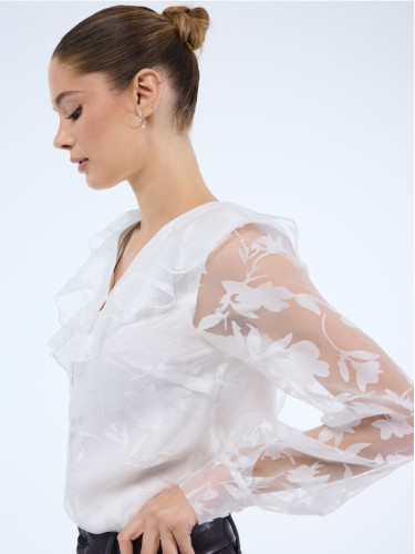 Mohito - Блуза с декоративен ръкав - бяло