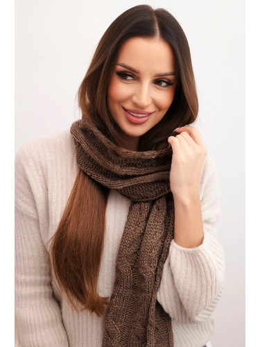 Дамски вълнен шал с плитка KN22 мока