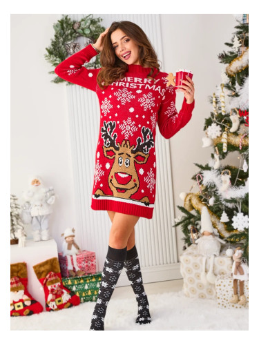 Коледна рокля с мотив на северни елени