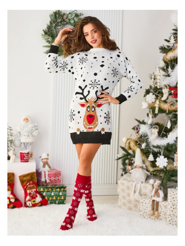 Коледна рокля с мотив на северни елени