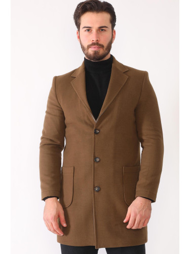 PLT8384 DEWBERRY MEN'S COAT-PLAIN CAMEL
