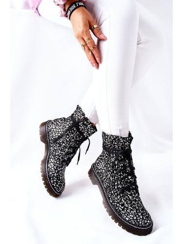 Дамски боти Maciejka черно-бели