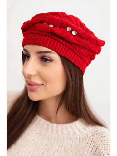 Дамска зимна шапка с декоративен мотив и кристали