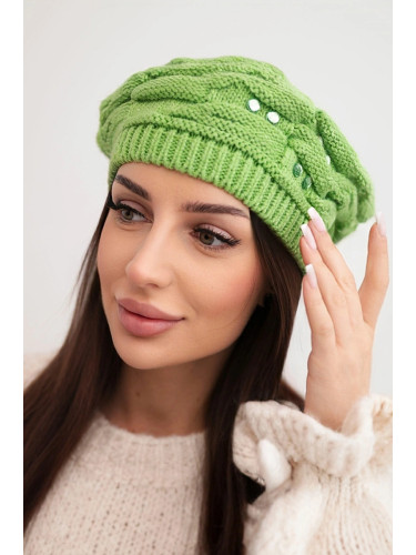 Дамска зимна шапка с декоративна плитка и кристали