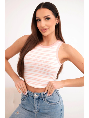 Дамски оребрен раиран топ без ръкави