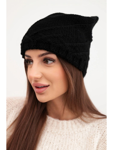 Дамска зимна шапка с декоративен модел K372 черна