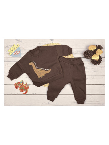 Ватиран бебешки екип от две части Favo-Dino в кафяв цвят