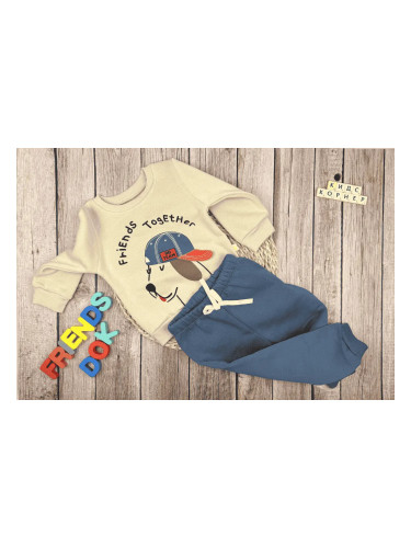 Бебешки комплект от две части Frends Together тъмно син панталон