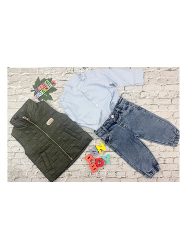 Бебешки комплект от три части RUN тъмнозелен елек