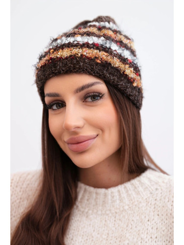 Дамска зимна шапка с декоративни кристали