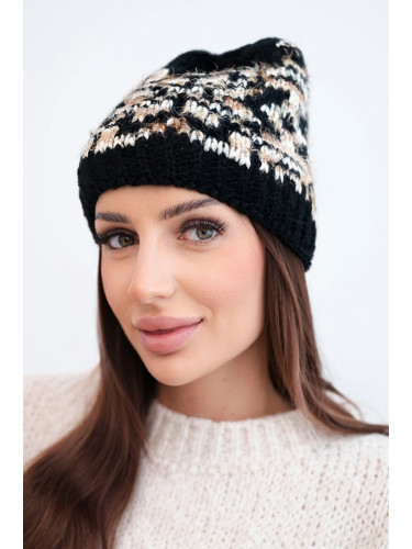 Дамска зимна шапка с норвежки мотив и кристали