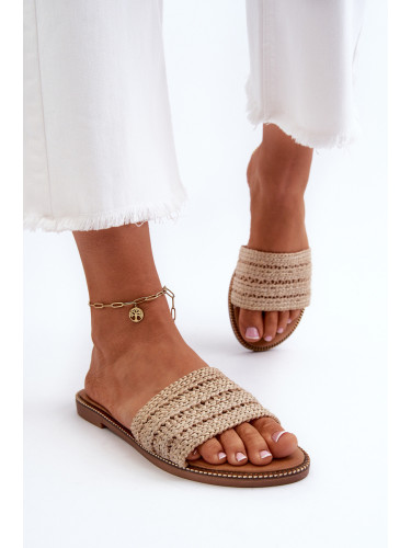 Дамски чехли с плетена каишка