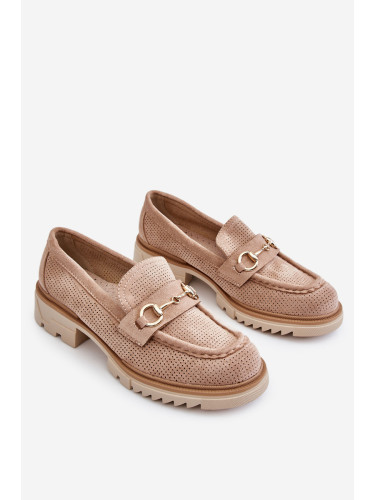 Дамски мокасини Kolton бежови