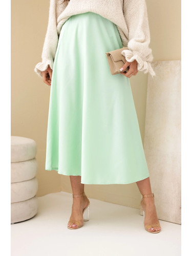 Дамска вискозна миди пола Kesi Włoski, цвят мента