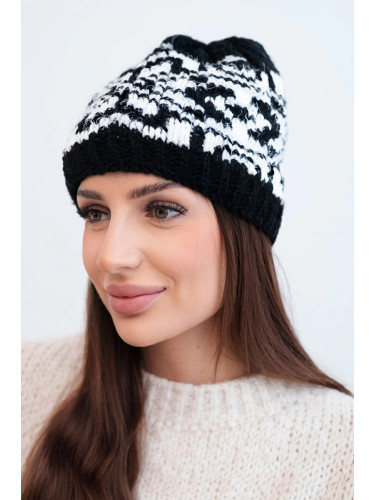 Дамска зимна шапка с норвежки мотив и кристали