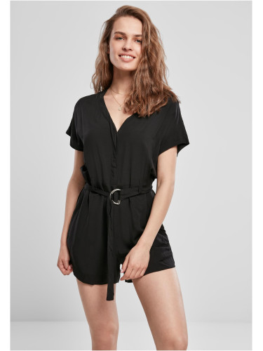 Women's jumpsuit with short viscose strap in black