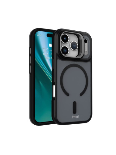 Кейс Etteri Morning Fog с Magsafe и стойка, За iPhone 17 Pro Max (6.9), Черен