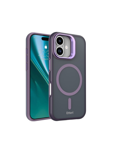 Кейс Etteri Morning Fog с Magsafe и стойка, За iPhone 17 (6.3), Тъмнолилав