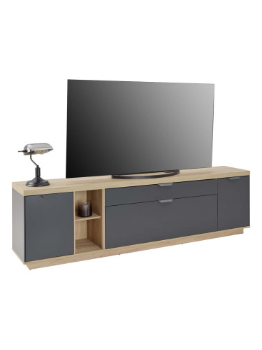 ТВ ШКАФ ДЖЕЙК 213/38/62.5 СМ В АНТРАЦИТ И ДЪБ АРТИСАН