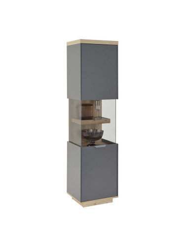 ВИТРИНА ДЖЕЙК С ОПЦИЯ LED 45.7/38/188 СМ В АНТРАЦИТ И ДЪБ АРТИСАН