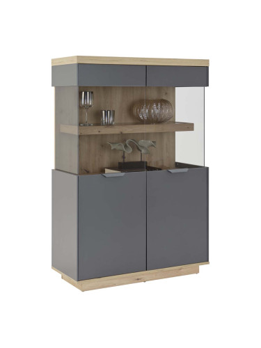 ВИТРИНА ДЖЕЙК С ОПЦИЯ LED 89.1/38/138 СМ В АНТРАЦИТ И ДЪБ АРТИСАН