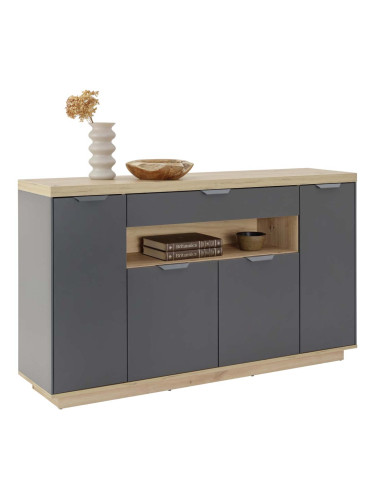 КОМОД ДЖЕЙК С ОПЦИЯ LED 153/38/93 СМ В АНТРАЦИТ И ДЪБ АРТИСАН