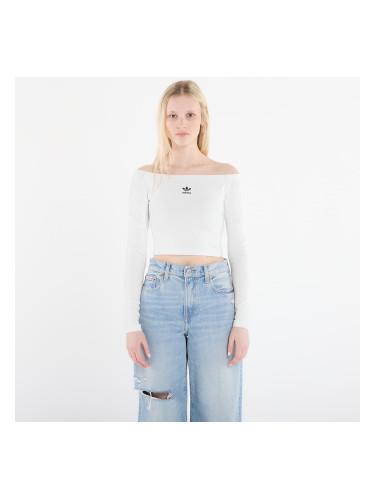 Тениска adidas Essentials Rib Off Shoulder Long-Sleeve Top T-Shirt White L