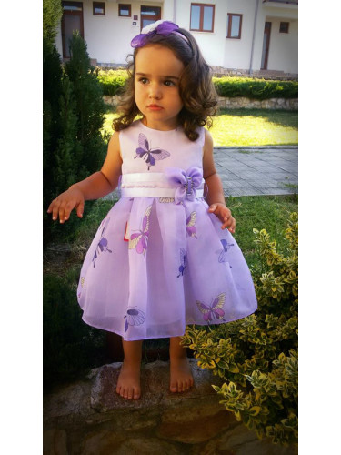 Официална бебешка/детска рокля с пеперуди Лил 21П