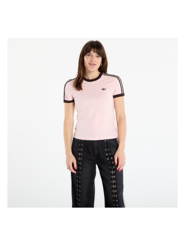Тениска adidas 3 Stripes Slim T-Shirt Sandy Pink/ White L
