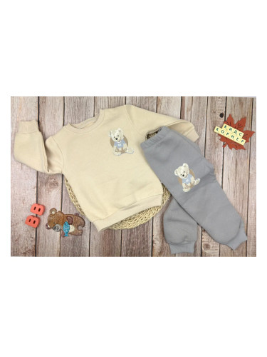 Комплект с апликация любимо Мече сиво