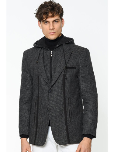 Мъжко палто с шарка Dewberry, антрацит