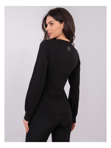 Черна едноцветна блуза