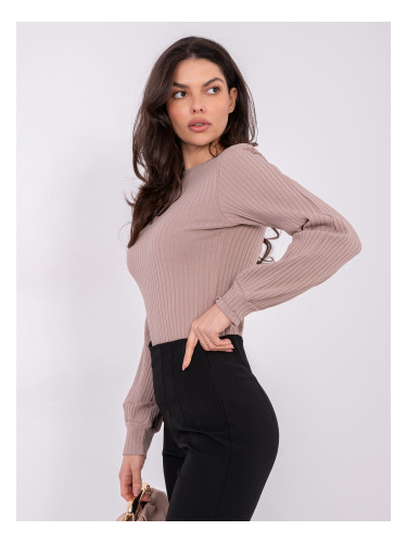 Едноцветна блуза в тъмнобежово