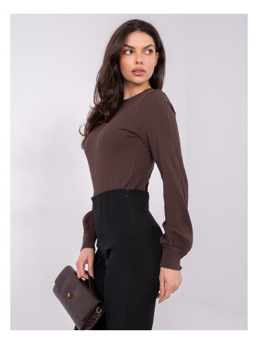 Тъмнокафява блуза с дълъг ръкав