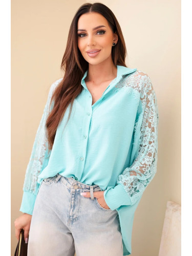 Дамска блуза с дантелени ръкави