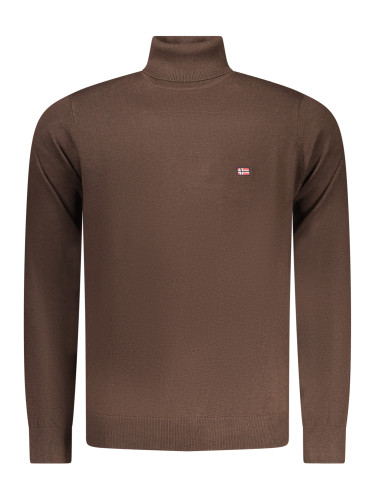 Кафяв пуловер с висока яка