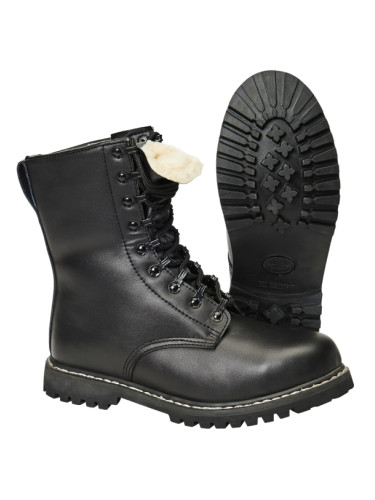 Бойни кубинки естествена кожа с подплата в черно Brandit Para Boot