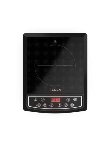 Индукционен котлон Tesla IC200B, 1500W, Керамика, Дигитален дисплей, 8 нива на мощност, 6 програми, Таймер, Черен