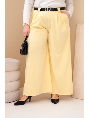 Жълти панталони plus size с колан Kesi