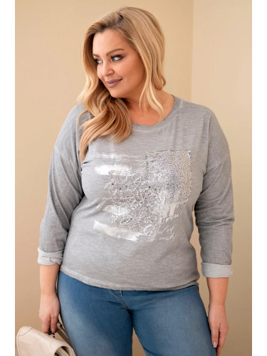 Дамска блуза с щампа и големи размери
