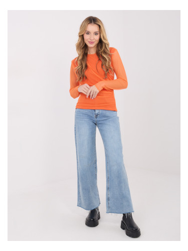 Оранжева блуза с дълъг ръкав