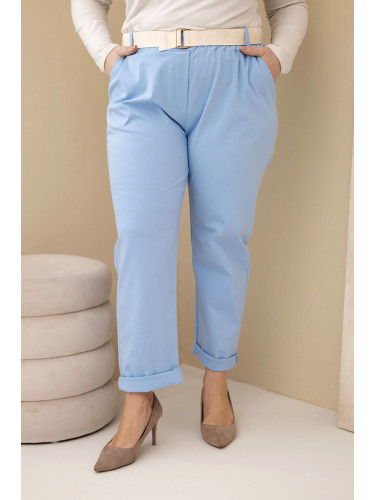 Дамски панталон Kesi Plus Size с колан, син