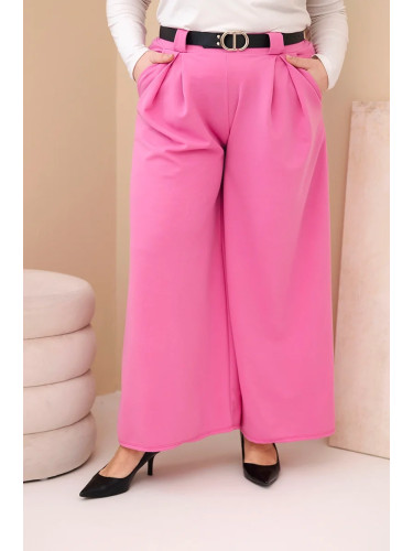 Панталон Kesi Plus Size с колан, розов